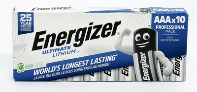 Батарейка литиевая Energizer Ultimate Lithium L92 AAA10, 1.5V, бокс 10шт, годность 25 лет!