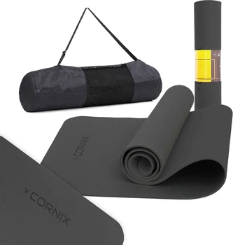 Килимок спортивний Cornix TPE 183 x 61 x 0.6 см для йоги та фітнесу XR-0350 Black