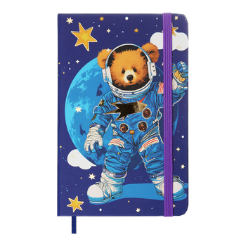 Записник детский А6 ZiBi Bear "Ведмедик космонавт" 80 листов клеточка на резинке синий (ZB.116103)