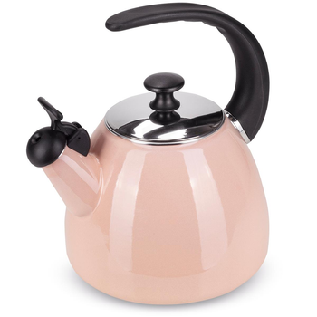 Чайник эмалированный со свистком Kamille KM-1040B из стали 2,5 л Розовый (127-84-1040B)
