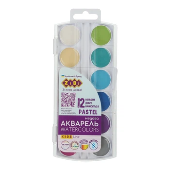 Краски акварельные медовые 12 цветов ZiBi Pastel (ZB.6592)