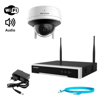 Комплект відеонагляду Hikvision 4Mp-Wi-Fi-DS-2CV2141G2-IDW на 1 бездротову купольну камеру зі звуком