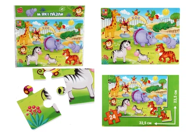 Гра развивающая Vladi Toys мягкие пазлы А4 Малыш сможет Зоопарк (на украинском)