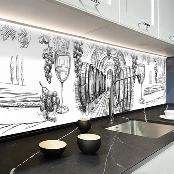 Наклейка на кухонный фартук 65 х 250 см, фотопечать с защитной ламинацией, винный погреб(БП-13-ed1008)