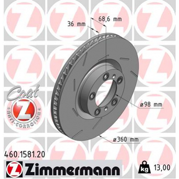 Тормозной диск ZIMMERMANN 460.1581.20
