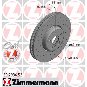 Тормозной диск ZIMMERMANN 150.2936.52