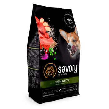 Сухой корм для собак Savory All Breed Sterilised Fresh 3 кг индейка