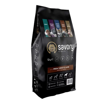 Сухой корм для собак Savory Large Breeds Fresh 12 кг индейка и ягненок