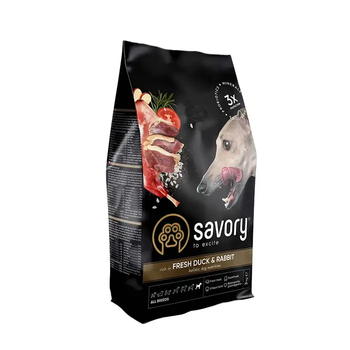 Сухой корм для собак всех пород Savory 3 кг кролик и утка