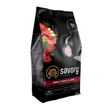 Сухой корм для собак Savory Small Breed Fresh 1 кг индейка и ягненок