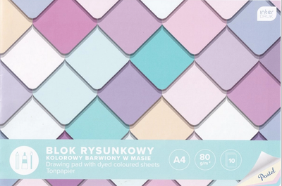 Zestaw do rysowania Interdruk Blok rysunkowy A4 kolorowy pastelowy mix 10 szt (5902277301550)