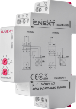 Реле контролю рівня рідини 8А 24-240V AC/DC 1CO [p075001] E.NEXT e.control.l01