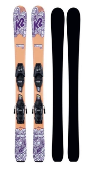Лижі гірські комплект для підлітків K2 LUV BUG 4.5+FDT JR 124см Pink/purple/white (10E0809.209.1+10D1019.109.2)