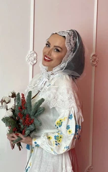 Палантин хустинка в церкву 100 см біла 245
