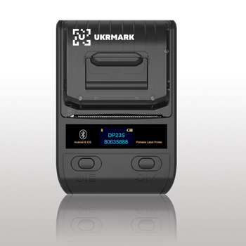Портативный термопринтер UKRMARK DP23BK, для печати этикеток, Bluetooth, рулоны 15-58мм, черный