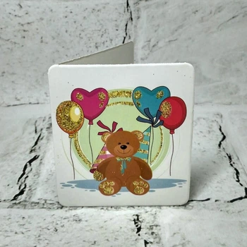 Открытка мини подарочная Happy birthday с блестками 7,1х8,2 см 5504-319
