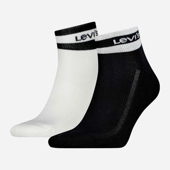 Набір жіночих шкарпеток високих бавовняних Levi`s Mid Cut Sport Stripe 701226933-001 35-38 2 пари Black/White (8720245583329)