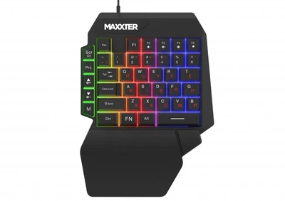 Клавіатура Maxxter KBG-OH-01B-UA ігрова одноручна, 40 клавіш, підсвічування, чорна