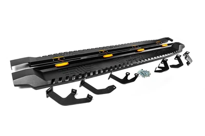 Бокові пороги Dakar V1 з LED (2 шт, метал) для Toyota Hilux 2015- рр