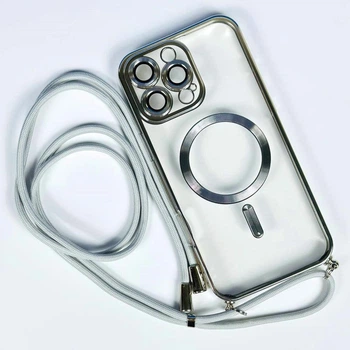 Чехол WAVE Premium Case With MagSafe для iPhone 15 Pro c защитой камеры и стильным шнурком Silver