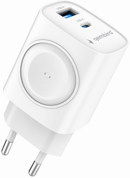 Мережевий зарядний пристрій Gembird 20W 2-in-1 Apple Watch + USB-A + Type-C White (TA-UC-PDQCW20-01-W)