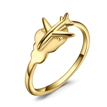 Серебряное кольцо "Самолет" 17,5