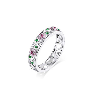Серебряное кольцо " Цветочное Pavé"