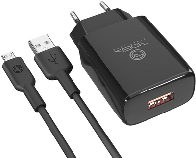 Мережевий зарядний пристрій Ridea RW-11111 Element Micro 2.1 A Black (KT-00037442-254)