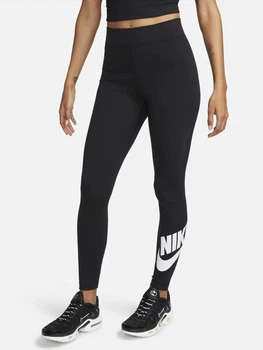 Спортивні легінси для фітнесу високі жіночі Nike W Nsw Nk Clsc Gx Hr Tight Ftra DV7791-010 S Чорний/Білий (0196153415034)