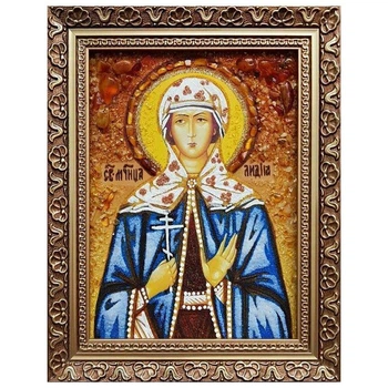 Икона "Святая мученица Лидия" янтарная 15х20