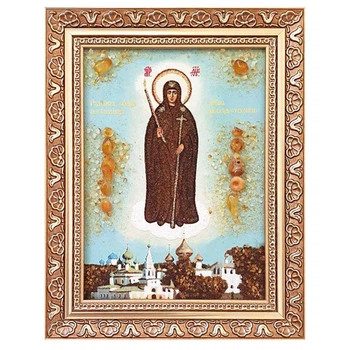 Икона "Богородица Вратарница Угличская (Неугасимая Свеча)" янтарная 15х20