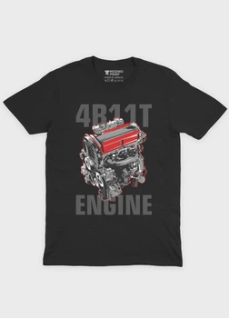 Чоловіча футболка MODNO з авто-мото принтом "4B11T Engine Power" L Чорний (TS001-013-2-023-F-BL-M)