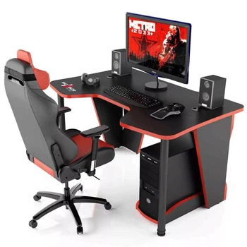 Комп'ютерний стіл, Геймерський стіл COMFORT GT14 (140 см) білий із чорним чорно-червоний