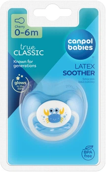 Пустышка латексная круглая Canpol Babies Love&Sea 0-6 месяцев (22/606_new Голубой)