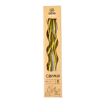 Свічка спіраль металік золотиста 6 шт 10,5 см, IDEA8-T15Gold