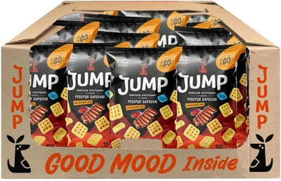 Упаковка снеков Jump Вафли кукурузные со вкусом Ребрышки барбекю 100 г х 16 шт (1.6 кг) (4820237693365)