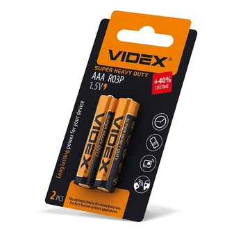 Батарейка R03 Videx міні блістер по 2 шт AAA (51103)