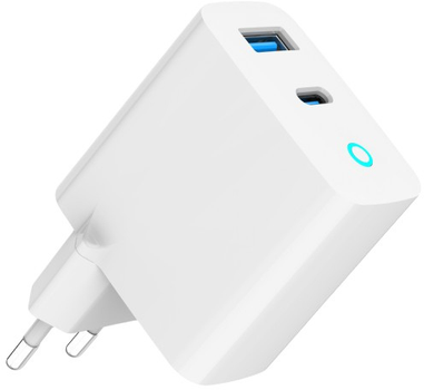 Зарядний пристрій Gembird USB-A (QC3.0), USB-C (PD) GaN 65W White (TA-UC-PDQC65L-W-01)