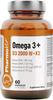 Пищевая добавка Pharmovit Omega 3 + D3 2000 IU + K2 60 капсул (5904703901754)
