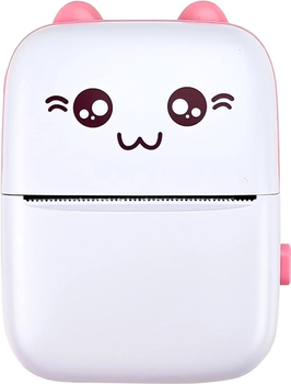 Портативный мини термопринтер детский Mini printer Bluetooth + набор термобумаги в комплекте розовый