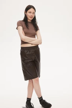 Шорти з еко-шкіри H&M 271232134 XS Темно-коричневий
