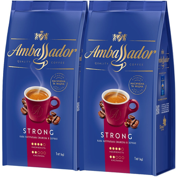 Набор кофе в зернах Ambassador Strong 500 г х 2 шт (8720254649276)