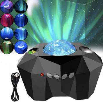 Ночник-проектор звездное небо с Bluetooth-колонкой Aurora Moon Star 52796, Черный