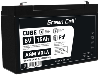 Акумуляторна батарея Green Cell AGM VRLA 6V 15Ah (5907813963377)