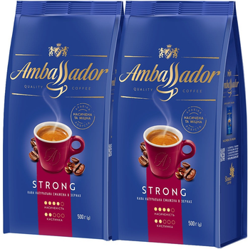 Набор кофе в зернах Ambassador Strong 1 кг х 2 шт (8720254649016)