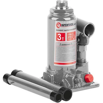 Домкрат гидравлический Intertool 3 т 194-372 мм одноштоковый бутылочный вертикальный автомобильный (000016017)
