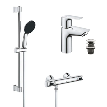 Набір Grohe QuickFix Precision Flow для душу та змішувач для раковини Start Edge M-розміру (UA202503TE)