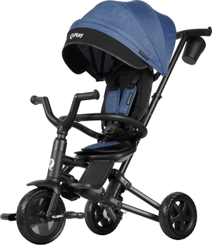 Велосипед дитячий Qplay Nova Niello Tricycle Складаний Триколісний з батьківською ручкою Blue (S700-12Nova+EvaBlue)