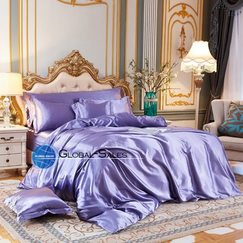 Атласное Сиреневое полуторное постельное белье Moka Textile 145*210