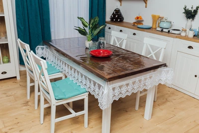 Силиконовая Скатерть Royal House Белое Широкое Кружево 80*80см